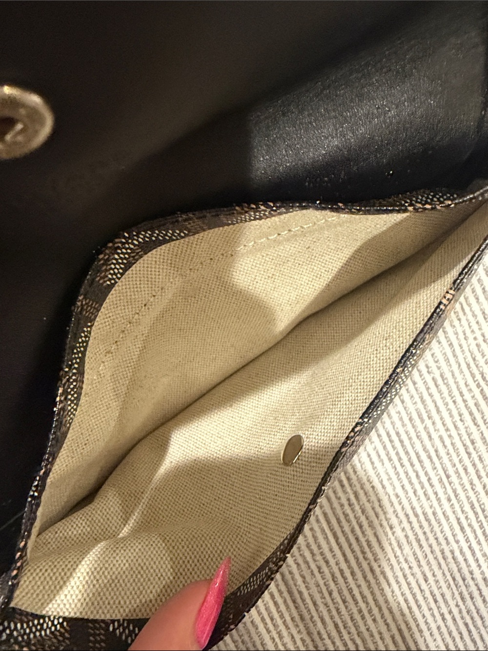 Goyard Brown and Black Chevron Foldover Wallet - Picture 3 of 4